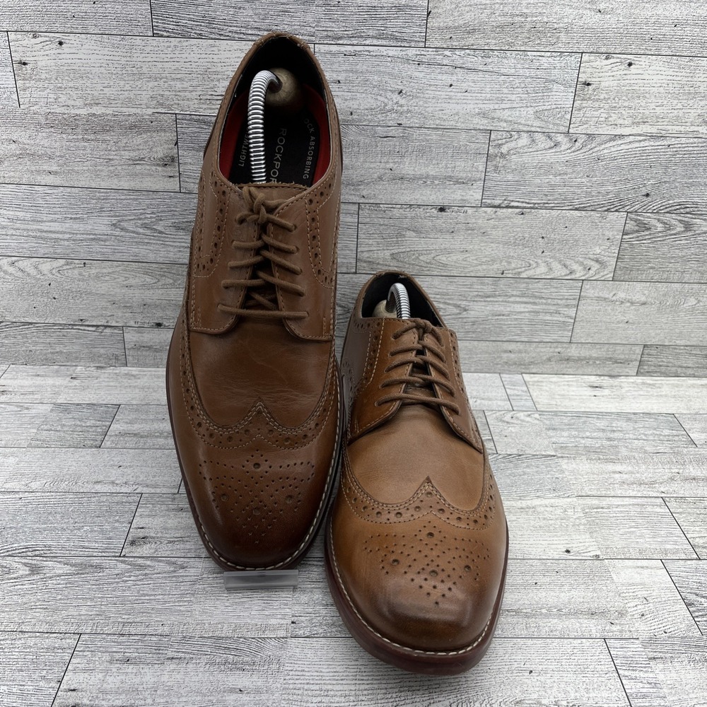 Rockport Style Purpose Wingtip Brown Leather Oxford‎ Dress Shoes Men Size 10M